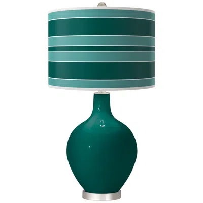 Color Plus Blue Peacock Bold Stripe Ovo Table Lamp