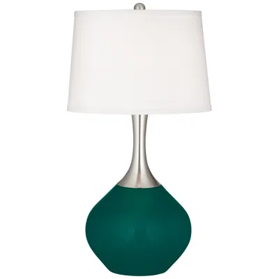 Color Plus Blue Peacock Fog Linen Shade Spencer Table Lamp
