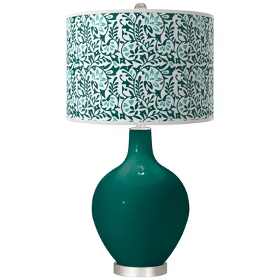 Color Plus Blue Peacock Gardenia Ovo Table Lamp