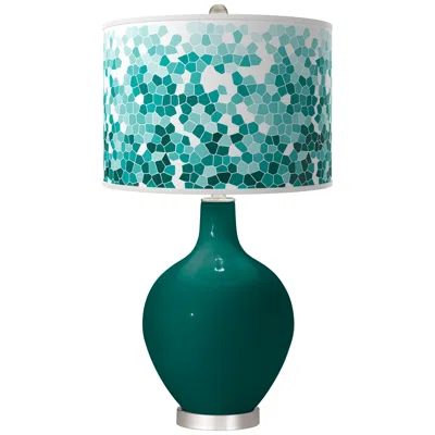Color Plus Blue Peacock Mosaic Ovo Table Lamp