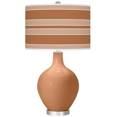 Color Plus Burnt Almond Bold Stripe Ovo Table Lamp