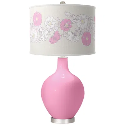 Color Plus Candy Pink Rose Bouquet Ovo Table Lamp
