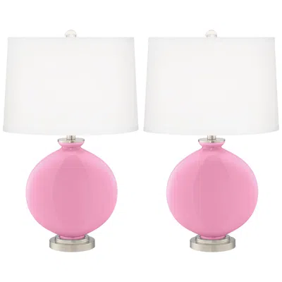 Color Plus Carrie 26 1/2" Candy Pink Glass Table Lamps Set Of 2