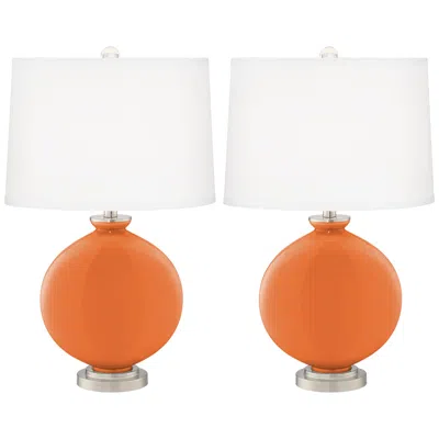 Color Plus Carrie 26 1/2" Celosia Orange Table Lamps Set Of 2