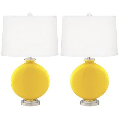 Color Plus Carrie 26 1/2" Citrus Yellow Table Lamps Set Of 2