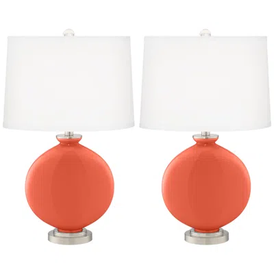 Color Plus Carrie 26 1/2" Daring Orange Table Lamps Set Of 2
