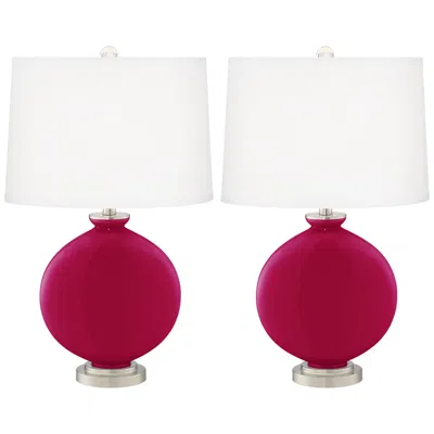 Color Plus Carrie 26 1/2" French Burgundy Red Table Lamps Set Of 2