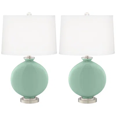 Color Plus Carrie 26 1/2" Grayed Jade Green Table Lamps Set Of 2