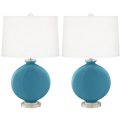 Color Plus Carrie 26 1/2" Great Falls Blue Table Lamps Set Of 2
