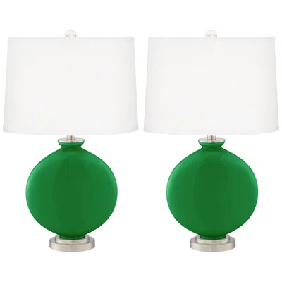 Color Plus Carrie 26 1/2" High Envy Green Table Lamps Set Of 2