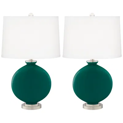 Color Plus Carrie 26 1/2" High Peacock Blue Table Lamps Set Of 2