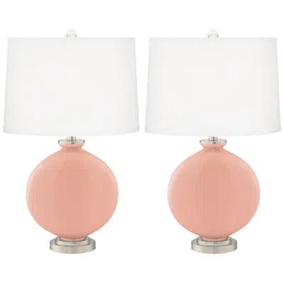 Color Plus Carrie 26 1/2" Mellow Coral Table Lamps Set Of 2