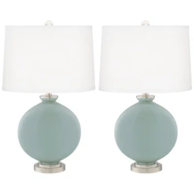 Color Plus Carrie 26 1/2" Modern Aqua-sphere Blue Table Lamps Set Of 2