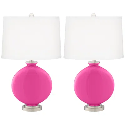 Color Plus Carrie 26 1/2" Modern Fuchsia Pink Table Lamps Set Of 2