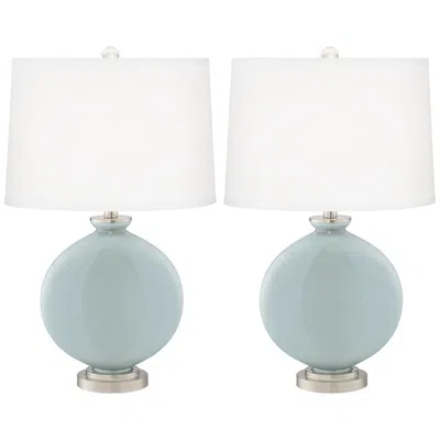 Color Plus Carrie 26 1/2" Modern Glass Rain Blue Table Lamps Set Of 2