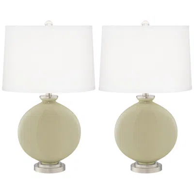 Color Plus Carrie 26 1/2" Modern Glass Sage Green Table Lamps Set Of 2