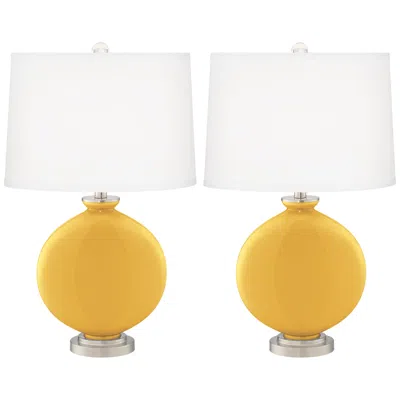 Color Plus Carrie 26 1/2" Modern Goldenrod Yellow Table Lamps Set Of 2