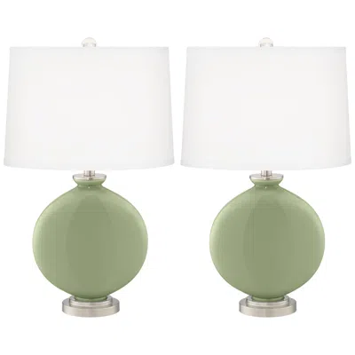 Color Plus Carrie 26 1/2" Modern Majolica Green Table Lamps Set Of 2