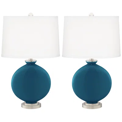 Color Plus Carrie 26 1/2" Modern Oceanside Blue Table Lamps Set Of 2