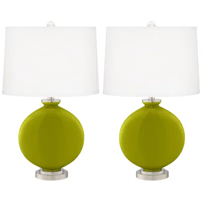 Color Plus Carrie 26 1/2" Modern Olive Green Table Lamps Set Of 2