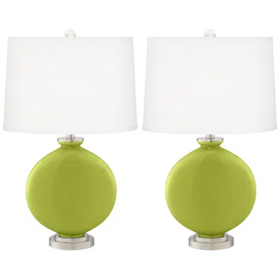 Color Plus Carrie 26 1/2" Modern Parakeet Green Table Lamps Set Of 2