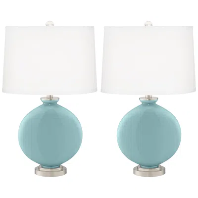 Color Plus Carrie 26 1/2" Modern Raindrop Blue Table Lamps Set Of 2