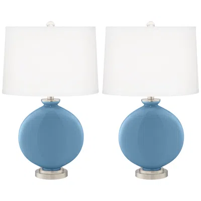 Color Plus Carrie 26 1/2" Modern Secure Blue Table Lamps Set Of 2