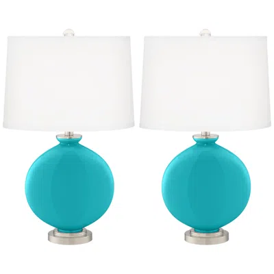 Color Plus Carrie 26 1/2" Modern Surfer Blue Table Lamps Set Of 2
