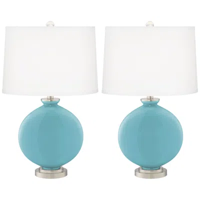 Color Plus Carrie 26 1/2" Nautilus Blue Table Lamps Set Of 2