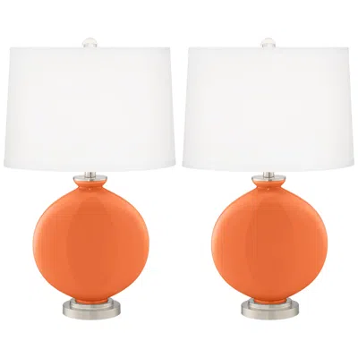 Color Plus Carrie 26 1/2" Nectarine Orange Table Lamp Set Of 2
