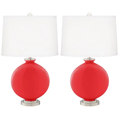 Color Plus Carrie 26 1/2" Poppy Red Table Lamps Set Of 2