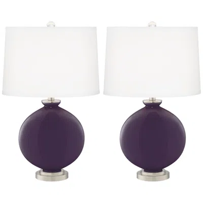 Color Plus Carrie 26 1/2" Quixotic Plum Purple Table Lamp Set Of 2