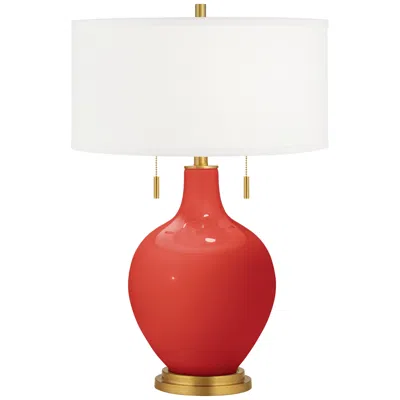 Color Plus Cherry Tomato Toby Brass Accents Table Lamp