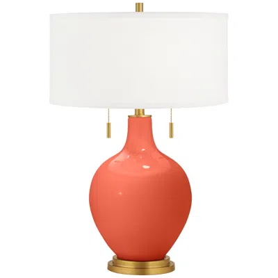 Color Plus Daring Orange Toby Brass Accents Table Lamp