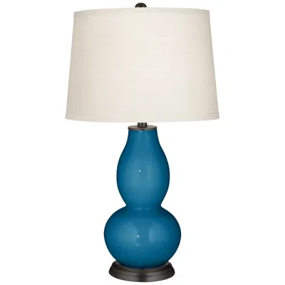 Color Plus Double Gourd 28 3/4" High Coastal Mykonos Blue Table Lamp