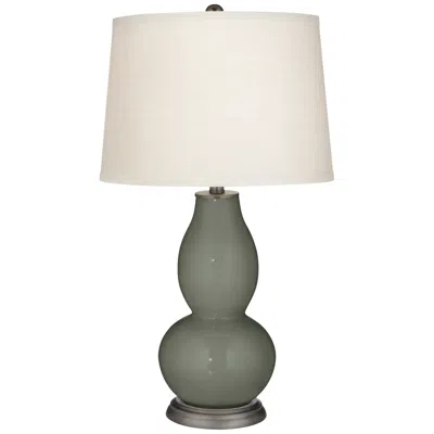 Color Plus Double Gourd 28 3/4" Vine Lace Trim Pewter Green Table Lamp