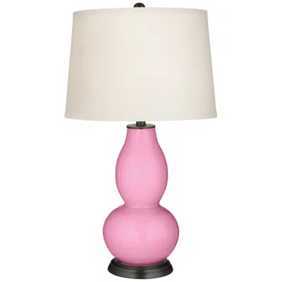 Color Plus Double Gourd 28 3/4" White Shade And Candy Pink Table Lamp