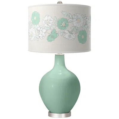 Color Plus Grayed Jade Rose Bouquet Ovo Table Lamp