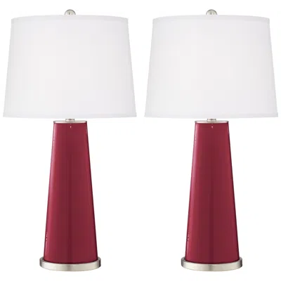 Color Plus Leo 29 1/2" Antique Red Modern Glass Table Lamps Set Of 2