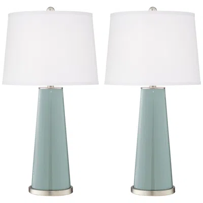 Color Plus Leo 29 1/2" Aqua-sphere Blue Table Lamps Set Of 2
