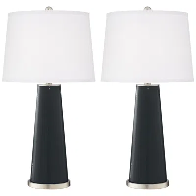 Color Plus Leo 29 1/2" Black Of Night Glass Table Lamps Set Of 2