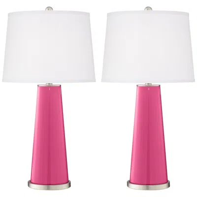 Color Plus Leo 29 1/2" Blossom Pink Modern Glass Table Lamps Set Of 2
