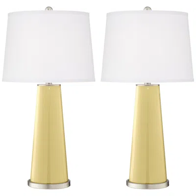 Color Plus Leo 29 1/2" Butter Up Yellow Glass Table Lamps Set Of 2