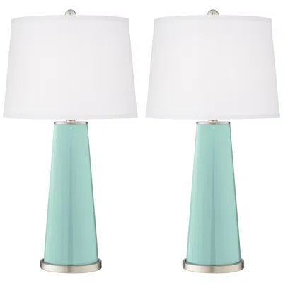 Color Plus Leo 29 1/2" Cay Blue Glass Table Lamps Set Of 2