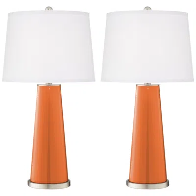 Color Plus Leo 29 1/2" Celosia Orange Glass Table Lamps Set Of 2