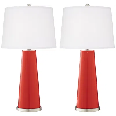 Color Plus Leo 29 1/2" Cherry Tomato Red Glass Table Lamps Set Of 2