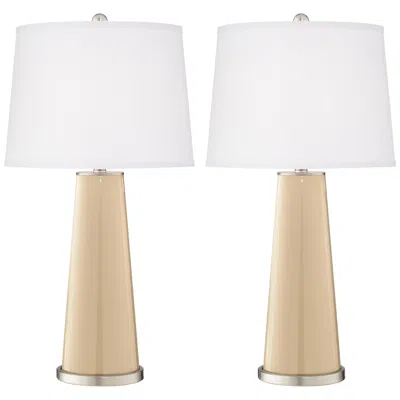 Color Plus Leo 29 1/2" Colonial Tan Glass Table Lamps Set Of 2