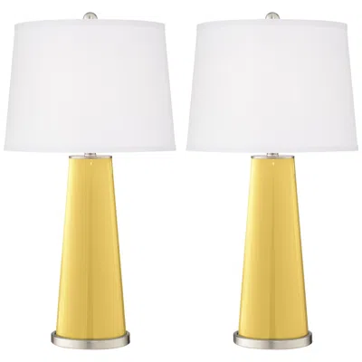 Color Plus Leo 29 1/2" Daffodil Yellow Glass Table Lamps Set Of 2