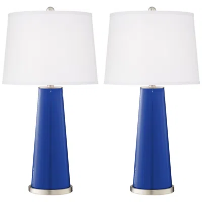 Color Plus Leo 29 1/2" Dazzling Blue Glass Table Lamps Set Of 2