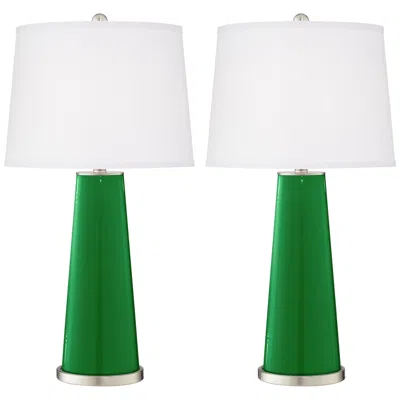 Color Plus Leo 29 1/2" Envy Green Glass Table Lamps Set Of 2
